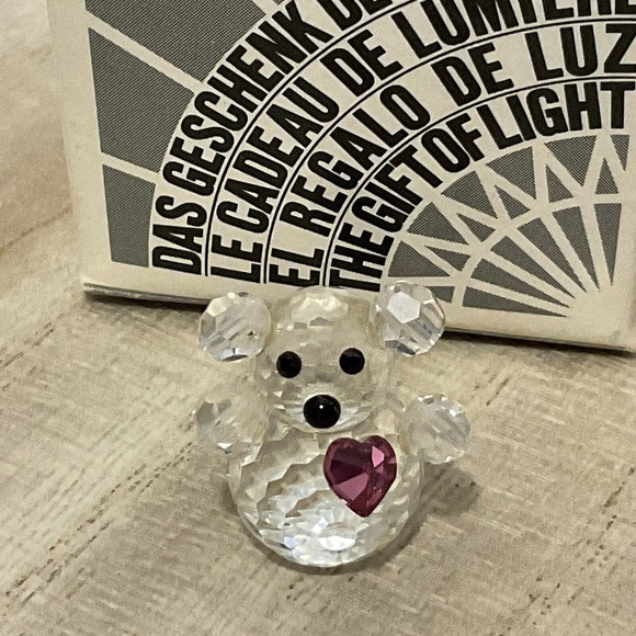 Vintage Iris Arc Crystals Miniature Baby Teddy Bear w Pink Heart Figurine 1" - Picture 6 of 6